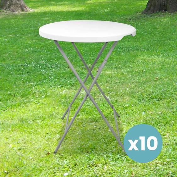 Table Haute Pliante Blanche - SKYLANTERN - Grande Largeur - 6 Places - Acier - Résine - Contemporain - Design