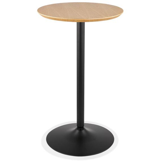 Table haute ronde TAMAGO en bois finition naturelle et métal noir - Ø 60 cm