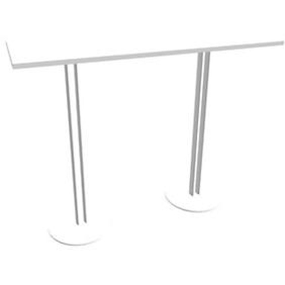 Table haute Roxane L.140 x P.60 x H.110 cm - Plateau Blanc - 2 pieds tube Blanc