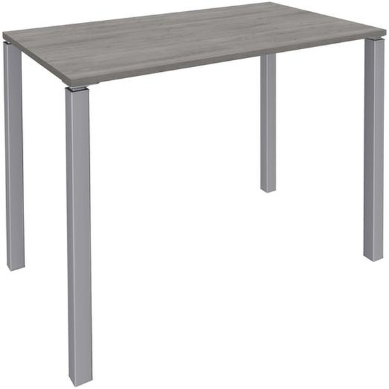 Table Lounge L.140 x P.60 x H.105 cm - Plateau Chêne Gris - Pieds Aluminium