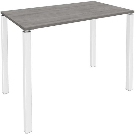 Table Lounge L.140 x P.60 x H.105 cm - Plateau Chêne Gris - Pieds Blanc