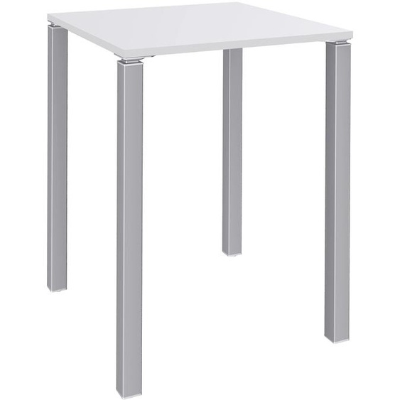 Table Lounge L.80 x P.80 x.H.105 cm - Plateau Blanc - Pieds Aluminium