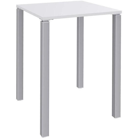 Table Lounge L.80 x P.80 x.H.105 cm - Plateau Blanc - Pieds Aluminium