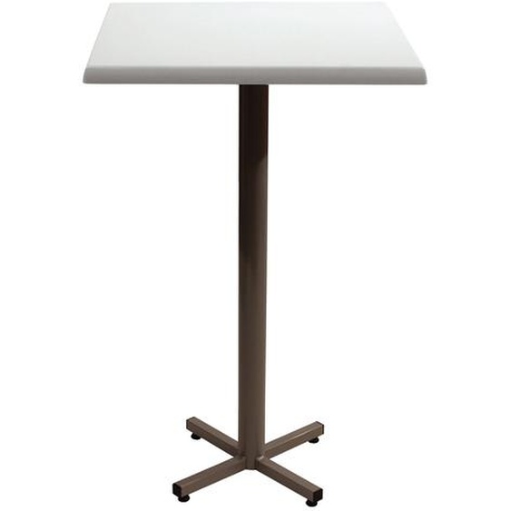 Table mange-debout Coffee carrée L.70 x P.70 x H.115 cm - Plateau Blanc – Pied central Aluminium