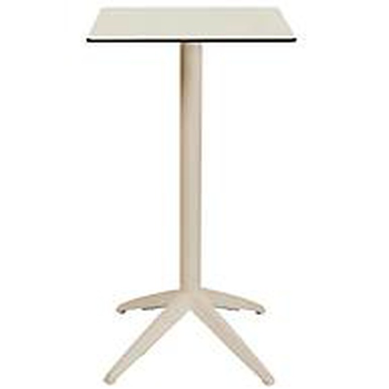 Table mange-debout Quatro carrée ht 110 cm - Usage extérieur -  Plateau basculant en polypropylène, 60 x 60 cm - Blanc