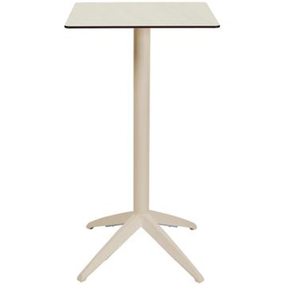 Table mange-debout Quatro carrée ht 110 cm - Usage extérieur -  Plateau basculant en polypropylène, 60 x 60 cm - Blanc