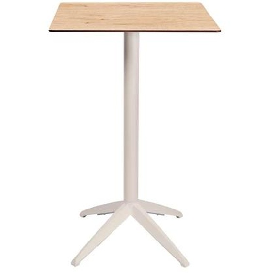 Table mange-debout Quatro carrée ht 110 cm - Usage extérieur - Plateau basculant en polypropylène, 60 x 60 cm - Chêne