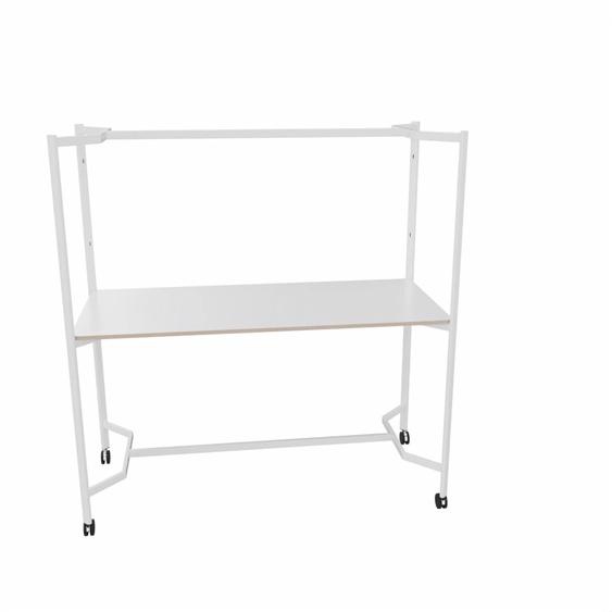 Table mobile multi usages rectangle Station O - H. 194 x L. 183,7 x P. 83,7 cm - Plateau Blanc - Pieds blancs