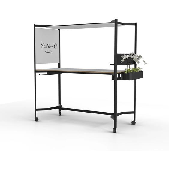 Table mobile multi usages rectangle Station O - H. 194 x L. 183,7 x P. 83,7 cm - Plateau Blanc - Pieds noirs