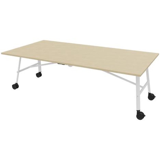 Table mobile plateau rabattable Serenity 240 x 120 cm Chêne – Pied Blanc