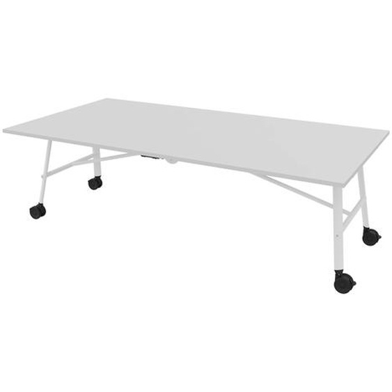 Table mobile plateau rabattable Serenity 240 x 120 cm Gris – Pied Blanc