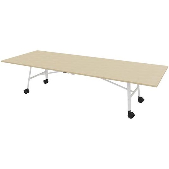 Table mobile plateau rabattable Serenity 320 x 120 cm Chêne – Pied Blanc