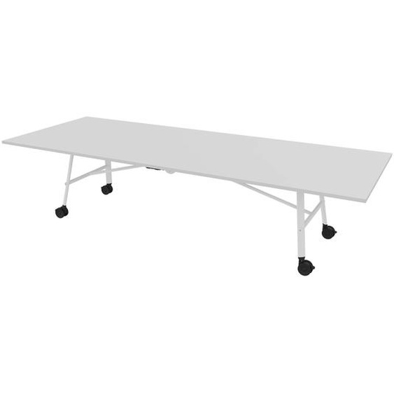 Table mobile plateau rabattable Serenity 320 x 120 cm Gris – Pied Blanc