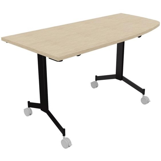 Table mobile rabattable Eureka angle arrondi à droite - L.150 x P.70 cm - Plateau Chêne - Pieds Noir