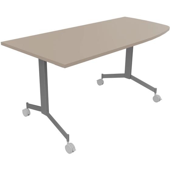 Table mobile rabattable Eureka angle arrondi à droite - L.170 x P.80 cm - Plateau Argile - Pieds Aluminium