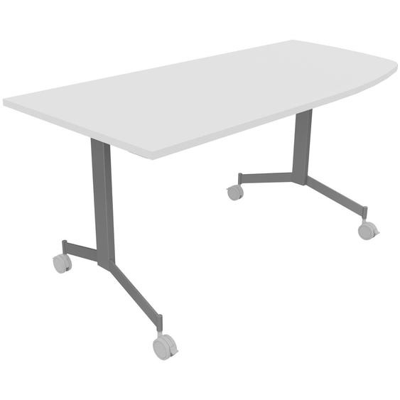 Table mobile rabattable Eureka angle arrondi à droite - L.170 x P.80 cm - Plateau Blanc - Pieds Aluminium