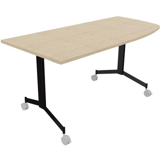 Table mobile rabattable Eureka angle arrondi à droite - L.170 x P.80 cm - Plateau Chêne - Pieds Noir