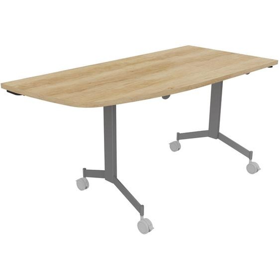 Table mobile rabattable Eureka angle arrondi à gauche - L.150 x P.70 cm - Plateau Chêne Nebraska - Pieds Aluminium