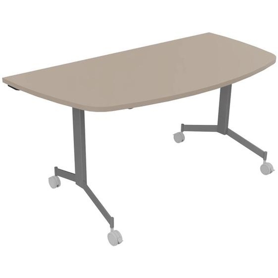 Table mobile rabattable Eureka demi-lune - L.160 x P.80 cm - Plateau Argile - Pieds Aluminium