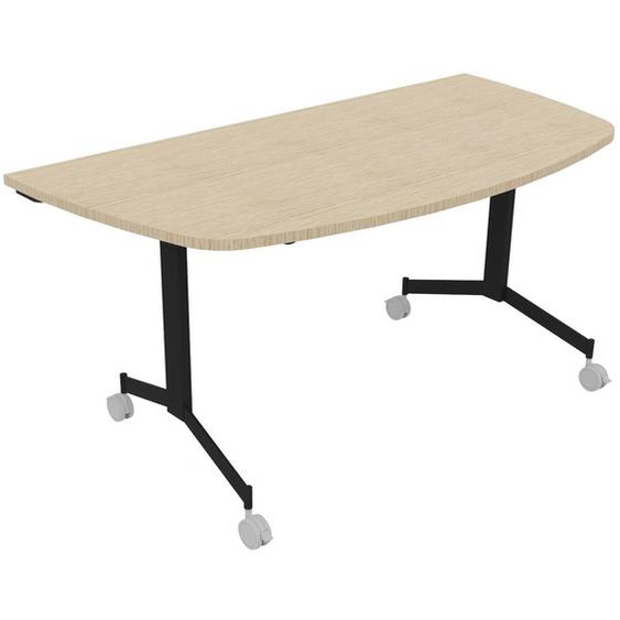 Table mobile rabattable Eureka demi-lune - L.160 x P.80 cm - Plateau Chêne - Pieds Noir