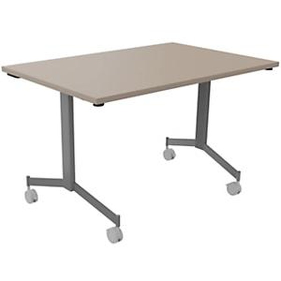 Table mobile rabattable Eureka - L.120 x P.80 cm - Plateau Argile - Pieds Aluminium