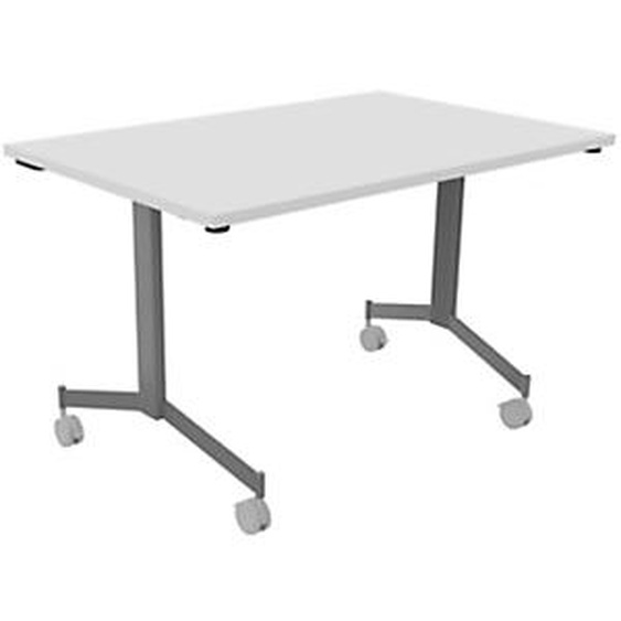 Table mobile rabattable Eureka - L.120 x P.80 cm - Plateau Blanc - Pieds Aluminium