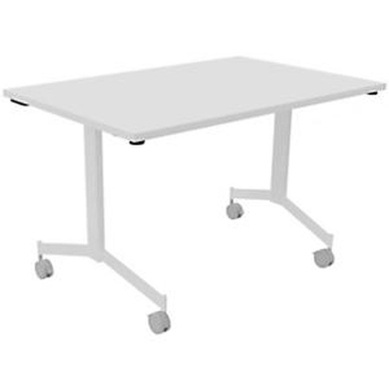 Table mobile rabattable Eureka - L.120 x P.80 cm - Plateau Blanc - Pieds Blanc