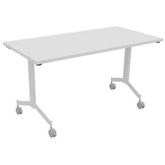 Table mobile rabattable Eureka - L.140 x P.70 cm - Plateau Blanc - Pieds Blanc
