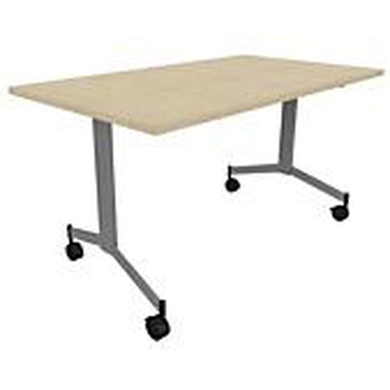 Table mobile rabattable Eureka - L.140 x P.70 cm - Plateau Chêne Nebraska - Pieds Aluminium