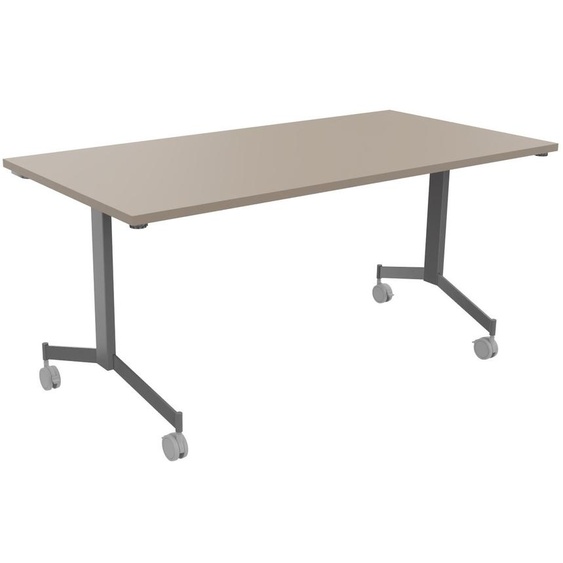 Table mobile rabattable Eureka - L.160 x P.80 cm - Plateau Argile - Pieds Aluminium