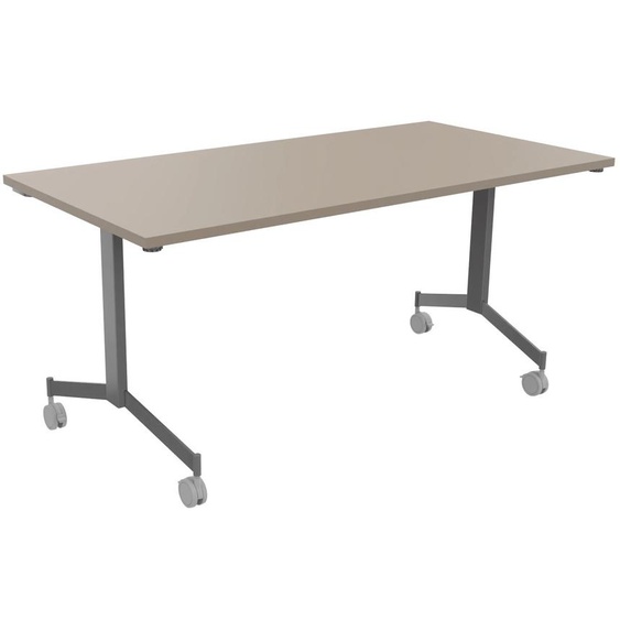 Table mobile rabattable Eureka - L.160 x P.80 cm - Plateau Argile - Pieds Aluminium