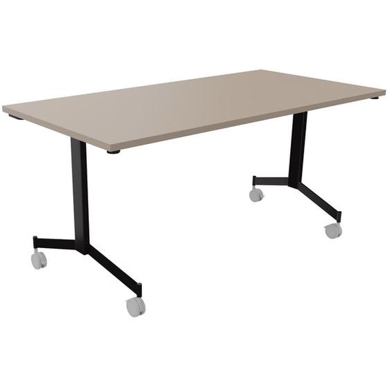 Table mobile rabattable Eureka - L.160 x P.80 cm - Plateau Argile - Pieds Noir
