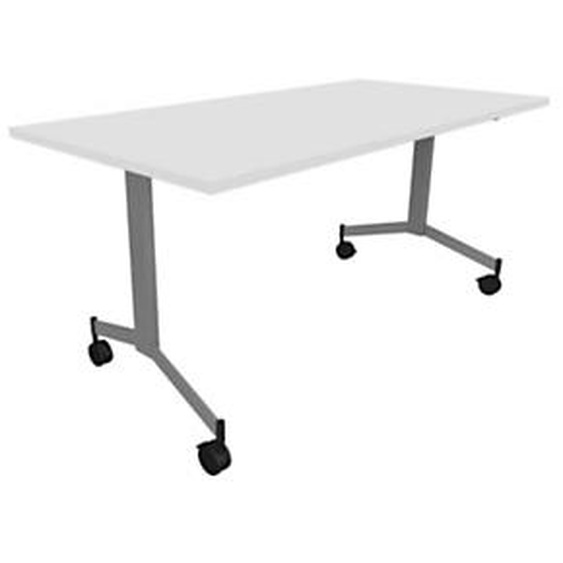 Table mobile rabattable Eureka - L.160 x P.80 cm - Plateau Blanc - Pieds Aluminium