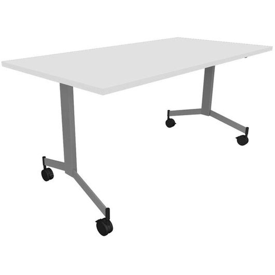 Table mobile rabattable Eureka - L.160 x P.80 cm - Plateau Blanc - Pieds Aluminium