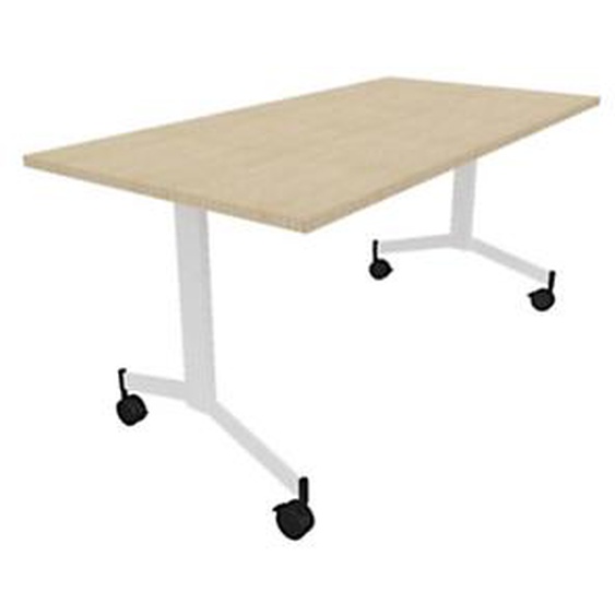 Table mobile rabattable Eureka - L.160 x P.80 cm - Plateau Chêne - Pieds Blanc
