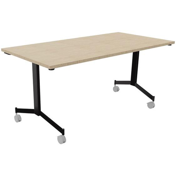 Table mobile rabattable Eureka - L.160 x P.80 cm - Plateau Chêne - Pieds Noir