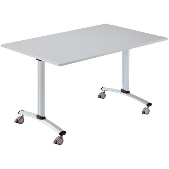 Table mobile rabattable - L.120 x P.80 cm - Plateau Gris - Pieds Aluminium