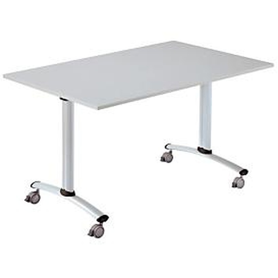 Table mobile rabattable - L.120 x P.80 cm - Plateau Gris - Pieds Aluminium