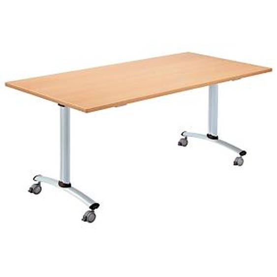Table mobile rabattable - L.120 x P.80 cm - Plateau Hêtre - Pieds Aluminium