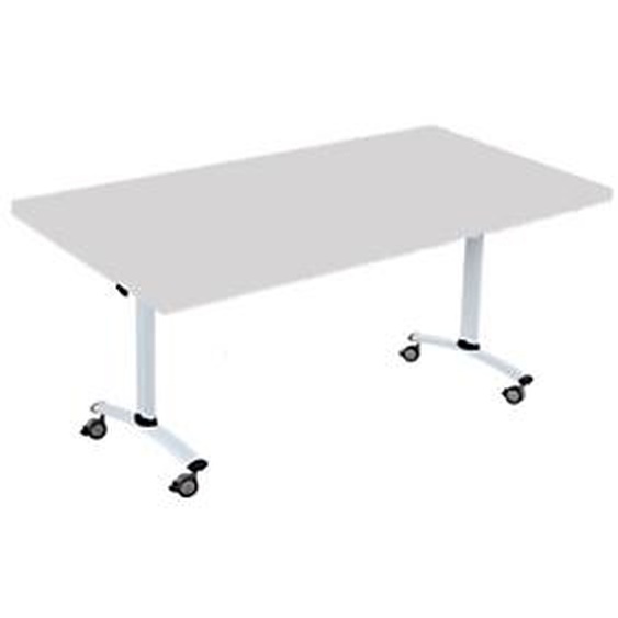 Table mobile rabattable - L.140 x P.80 cm - Plateau Gris - Pieds Aluminium