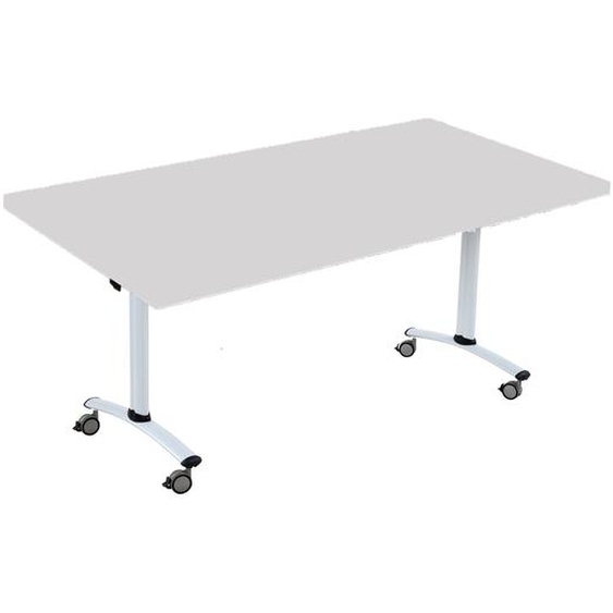 Table mobile rabattable - L.140 x P.80 cm - Plateau Gris - Pieds Aluminium