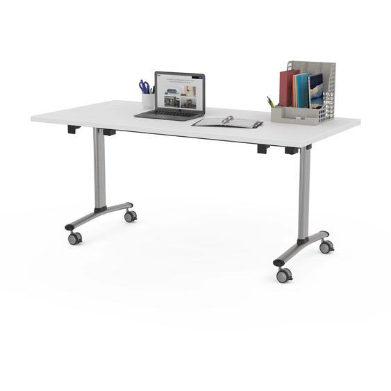 Table mobile rabattable - L.160 x P.80 cm - Plateau Blanc - Pieds Aluminium