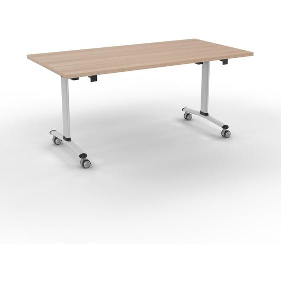 Table mobile rabattable - L.160 x P.80 cm - Plateau Hêtre - Pieds Aluminium
