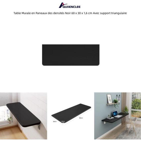 Table Murale en Paneaux des densités Noir - QUIIENCLEE - 60 x 30 x 1,6 cm - Bureau - Classique - Intemporel