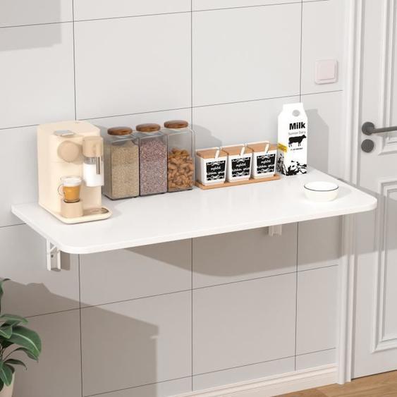 Table murale - FLASIDU - Pliable - 60x30cm - Blanc - Bureau ergonomique