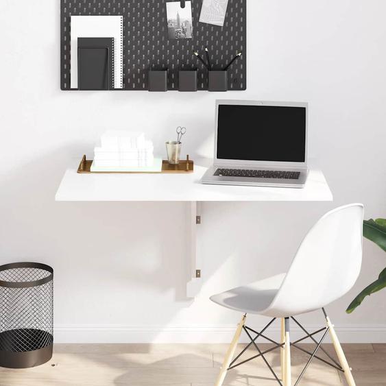 Table murale pliable Blanc brillant 100x60x56cm Bois ingénierie