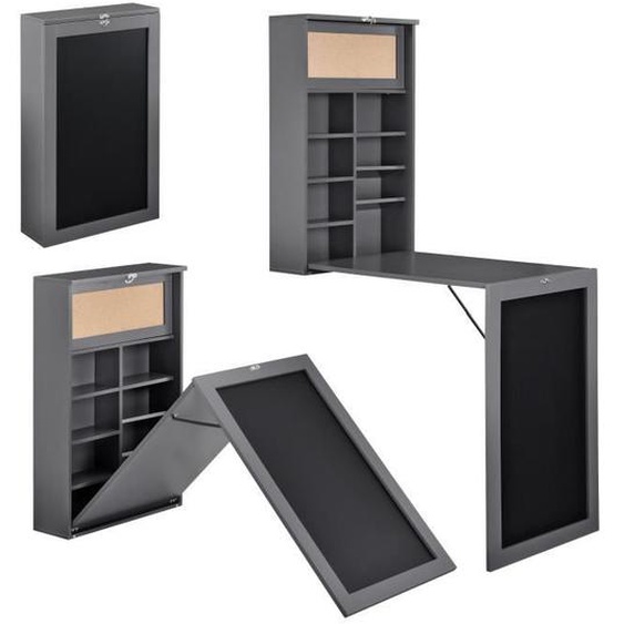 Table murale pliable bureau mural rabattable MDF 156 cm gris