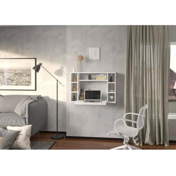 Bureau mural rabattable - BB LOISIR - Muse - 94cm x 62cm - Blanc mat - Pliant