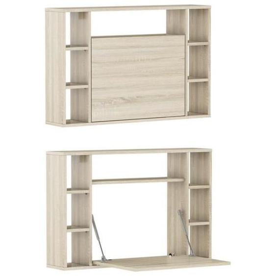 Table murale rabattable - Musi - Chêne sonoma clair - Bureau mural 94cmx62cmx20cm