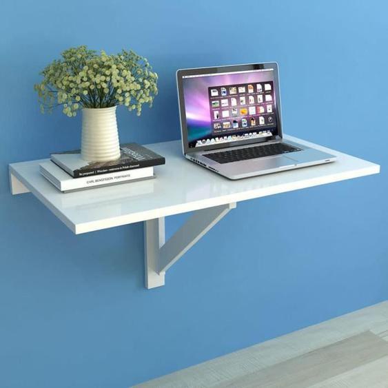 Table murale rabattable en Aggloméré-Charge maximale 50 kg-100 x 60 cm-Blanc